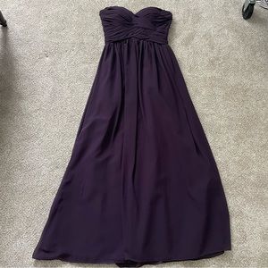 Bill Levkoff Purple Strapless Ruched Gown